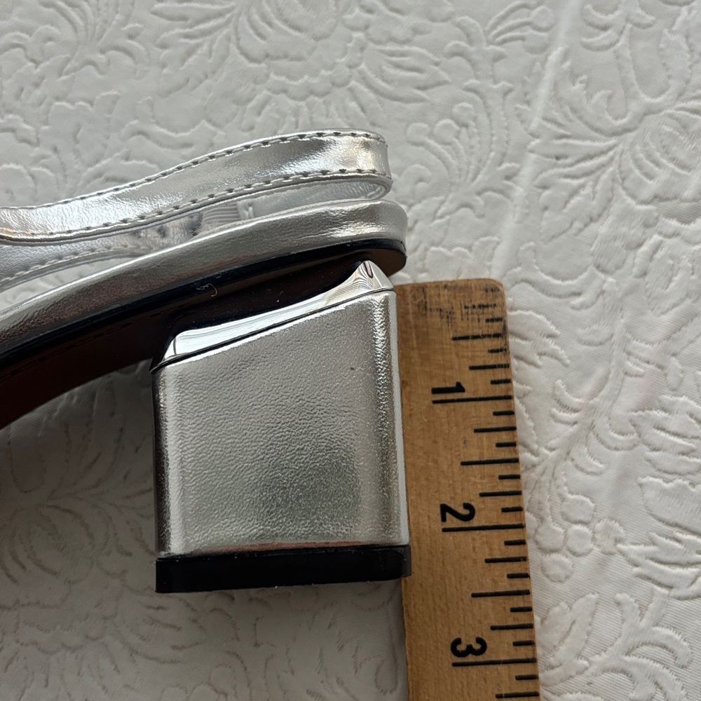 London Rag Silver Slingback Block Heel Pump, Size 7.5-8 - Picture 8 of 15